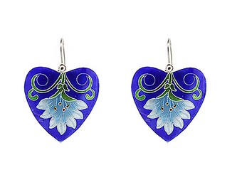Enamel Flower Earrings-Silver Enamel