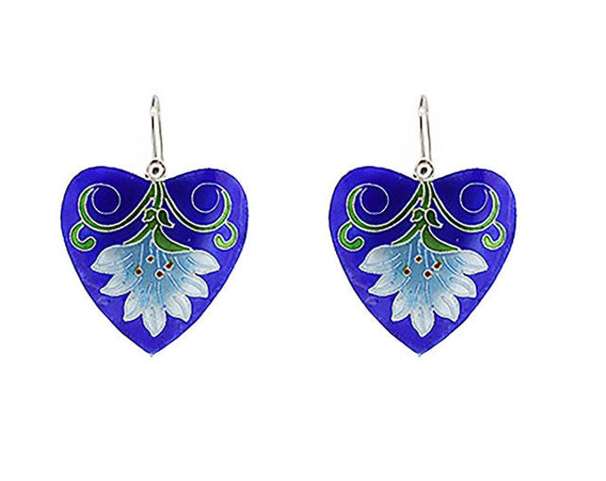 Enamel Flower Earrings-Silver Enamel