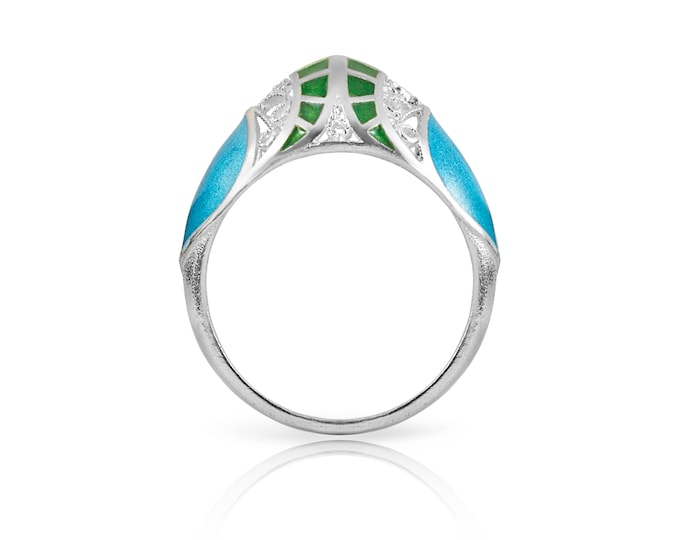 Enamel Filigree Ring-Handmade Ring-Silver Filigree-Chinese Enamel Ring-Designer Ring