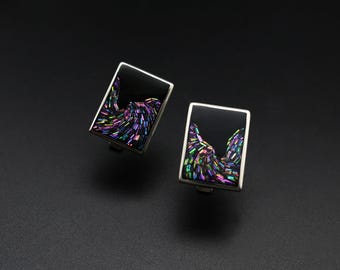 Silver Cufflinks/Chinese Handcraft Lacquer/Shell in Lacquer Cufflinks/Traditional Handcraft /螺钿袖口/银袖扣