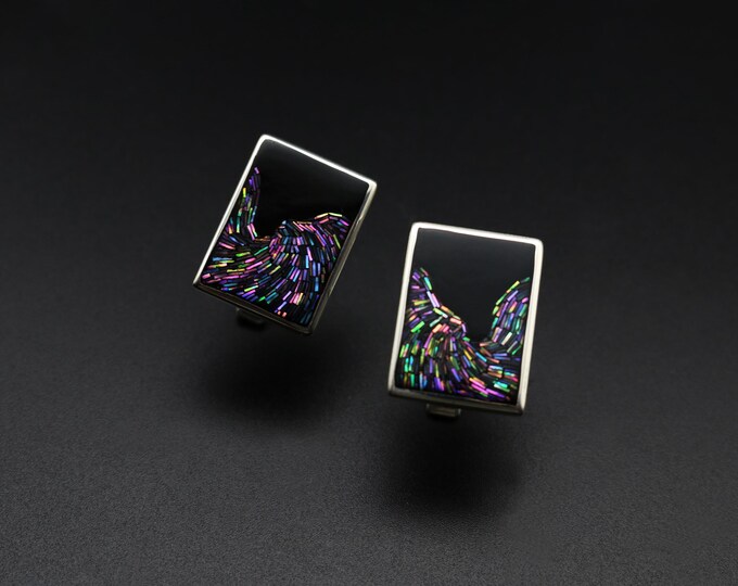 Silver Cufflinks/Chinese Handcraft Lacquer/Shell in Lacquer Cufflinks/Traditional Handcraft /螺钿袖口/银袖扣