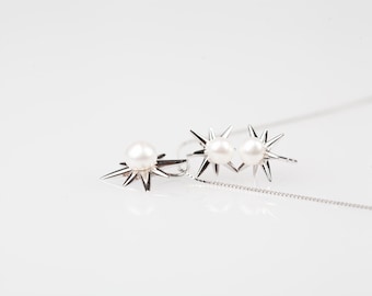 Pearl Snowflakes - Earring and Necklace Set