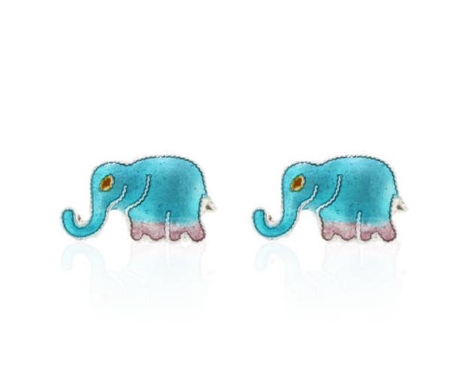 Elephant Earrings-Enamel Animal-Chritmas gift-for girls-Silver Ear studs