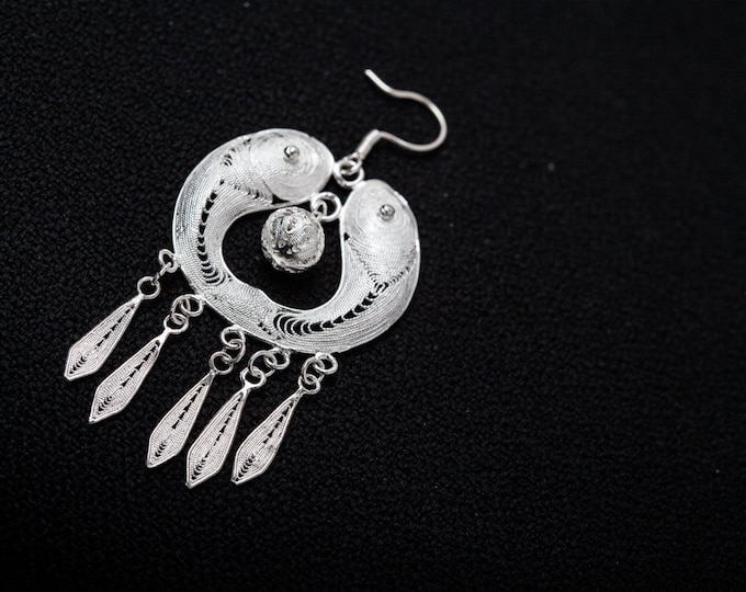 Couple Fish Fine Silver Filigree earrings