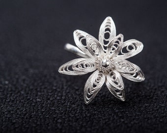 Fine silver ring -handmade filigree "flower pedal" ring - pure silver solid silver-Gifts for her- Youth