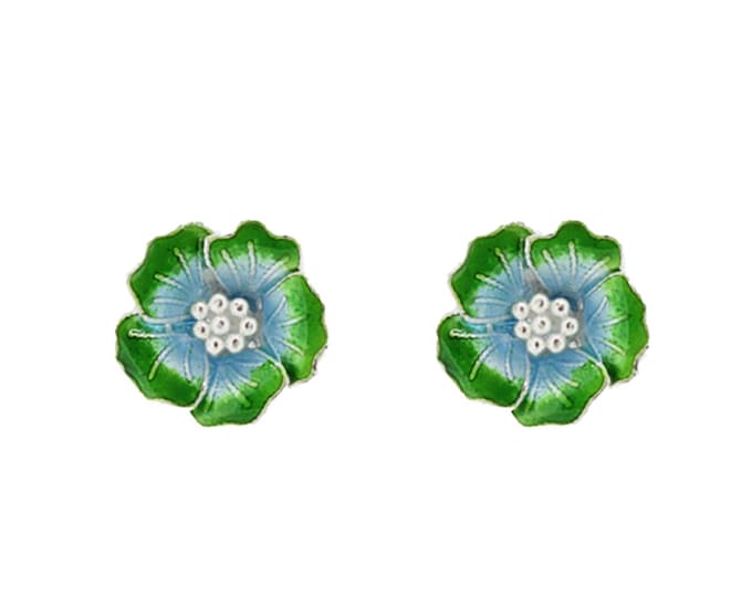 Enamel Green Flower-Chinese Jewellery-Enamel Flower-Filigree Jewellery-Handcrafted Jewellery