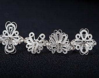 Fine silver ring handmade filigree - pure silver solid  - fine symbols of spring