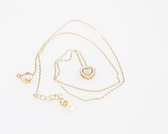 18k Gold Plated Sterling Silver Necklace with crystal - gift for girls