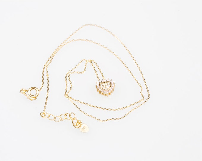 18k Gold Plated Sterling Silver Necklace with crystal - gift for girls