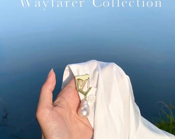 18k plated Baroque pear brooch/ Cultured fresh water pearl/ Gold color Brooch/Fashion Brooch/Designer Brooch