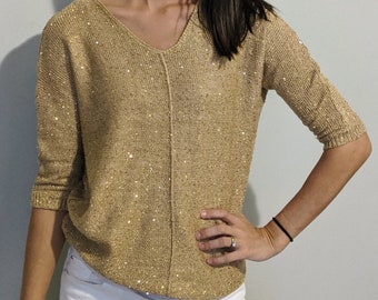 gold sequin sweater