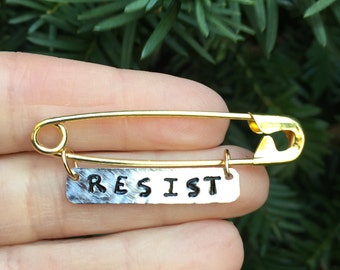 Resist Safety Pin – Resist Pin – #Resist – Resist – Safety Pin – Love Trumps Hate – Not My President – Anti Trump Pin – Free Shipping