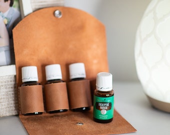 Leather Essential Oils Clutch Four 15ml bottles