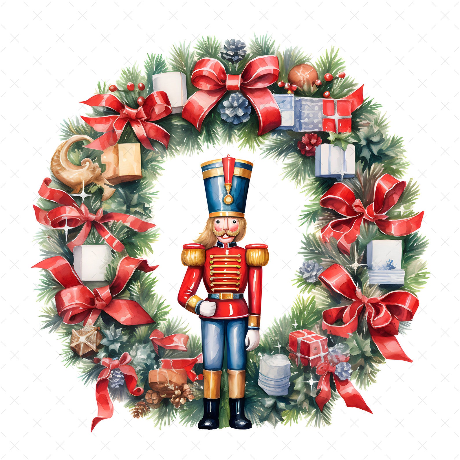 Nutcracker Vintage Christmas Clipart 8 High Quality Jpgs Watercolor Art
