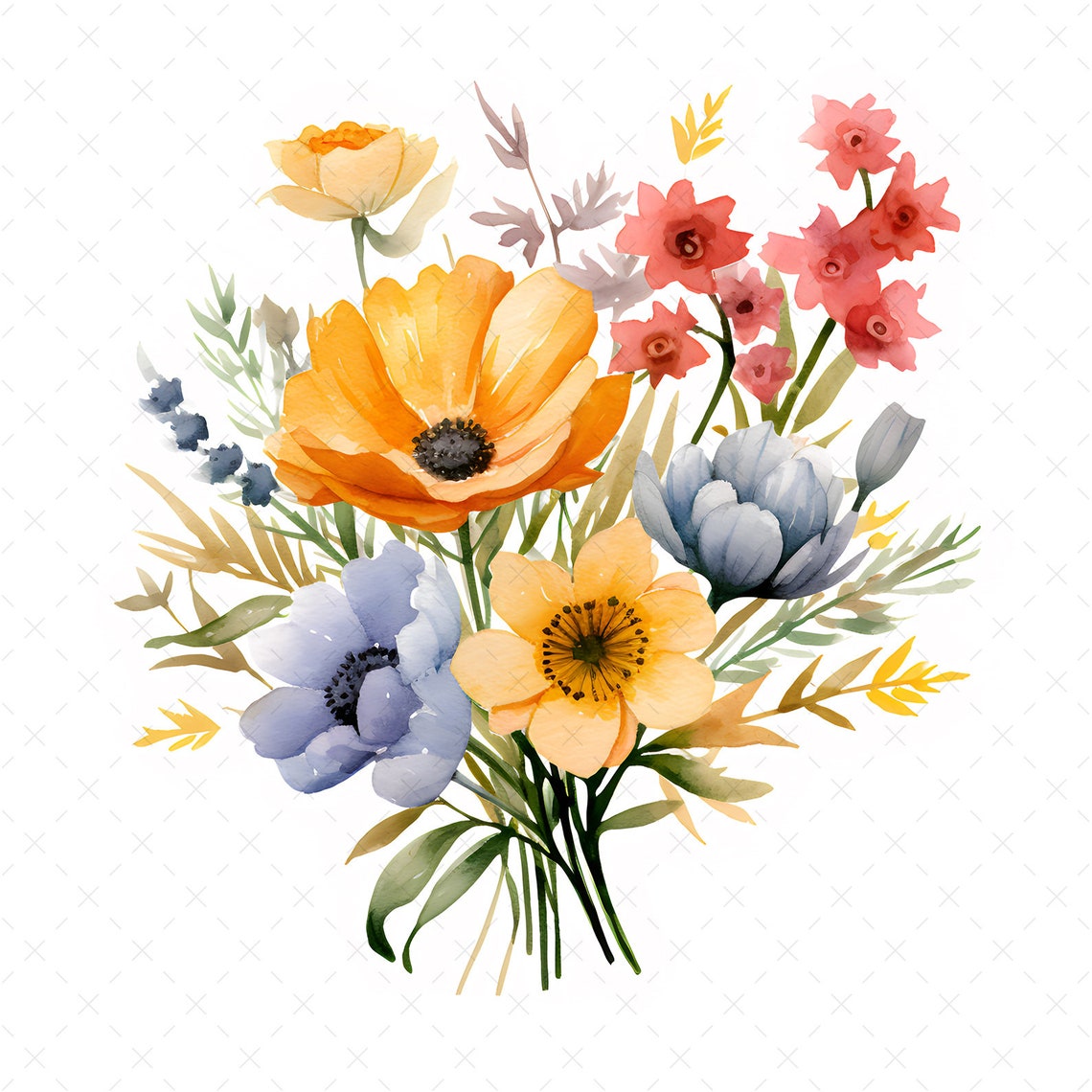Wild Flower Bouquets Clipart 12 High Quality Jpgs Nature - Etsy