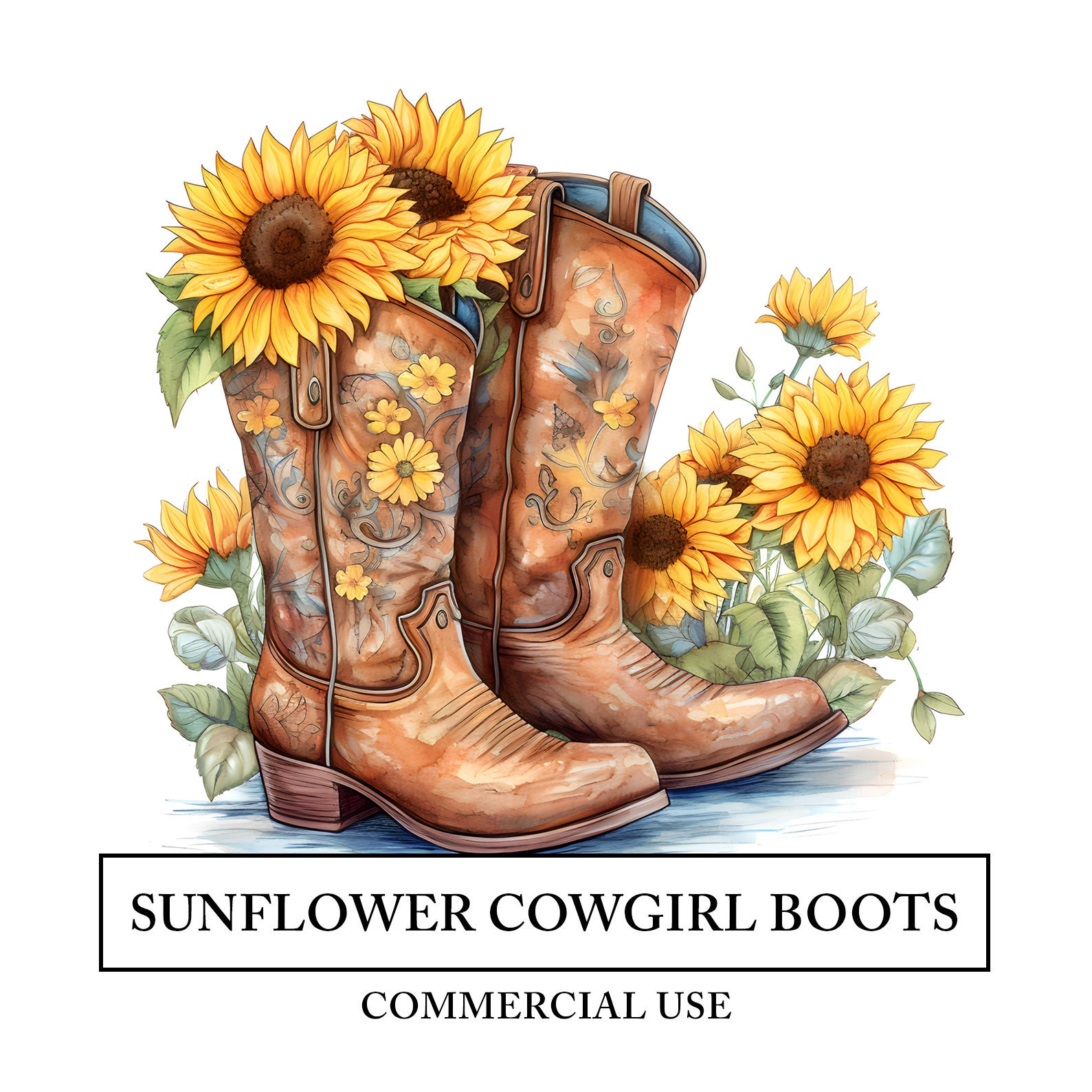 Sunflower Boots Etsy