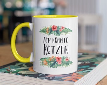 Tasse avec inscription « Je pourrais vomir » - tasse à café amusante bicolore - tasse de travail - tasse de bureau - idées cadeaux pour collègues/collègues