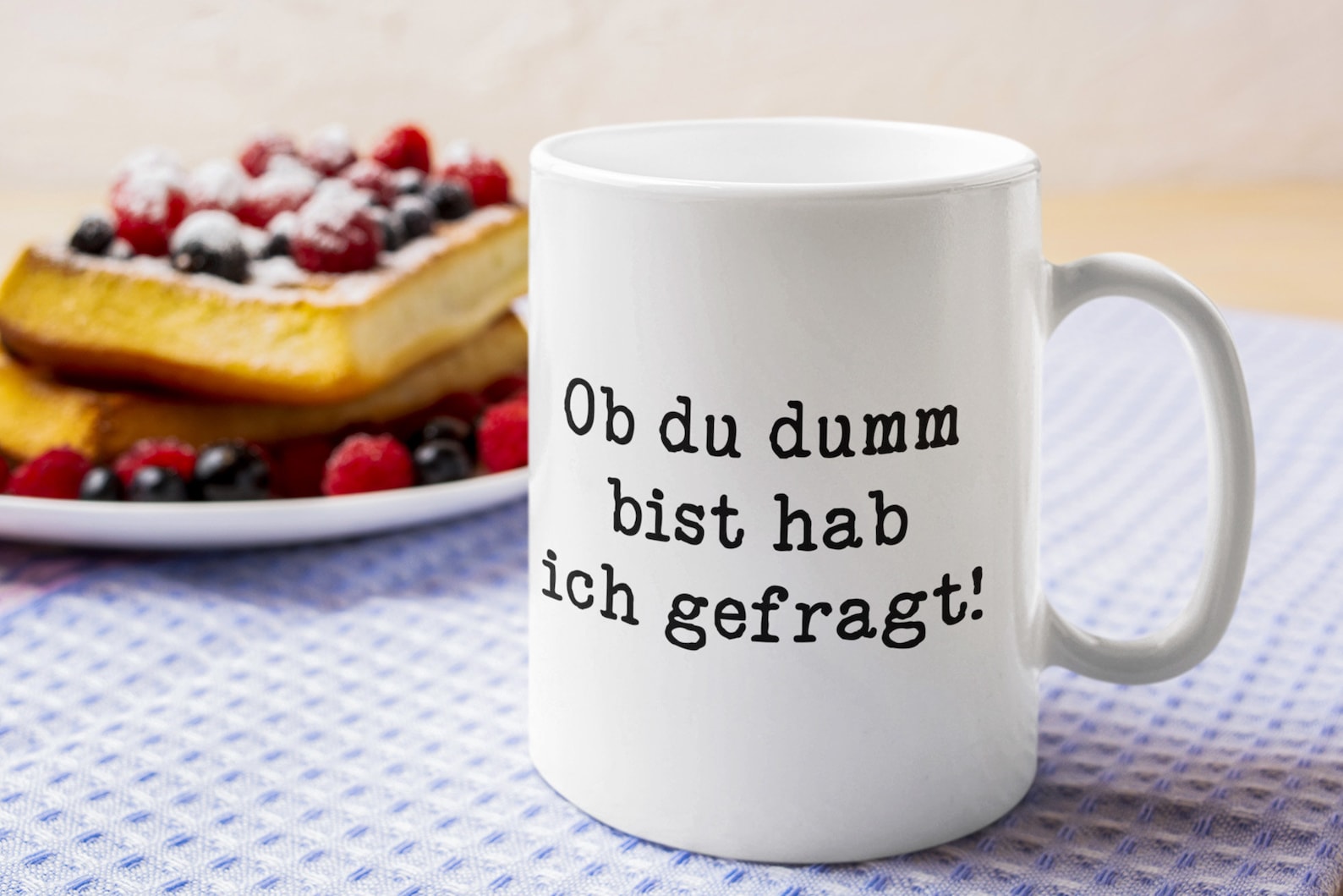 Tasse mit Spruch Ob du dumm bist hab ich gefragt lustige Kaffeetasse