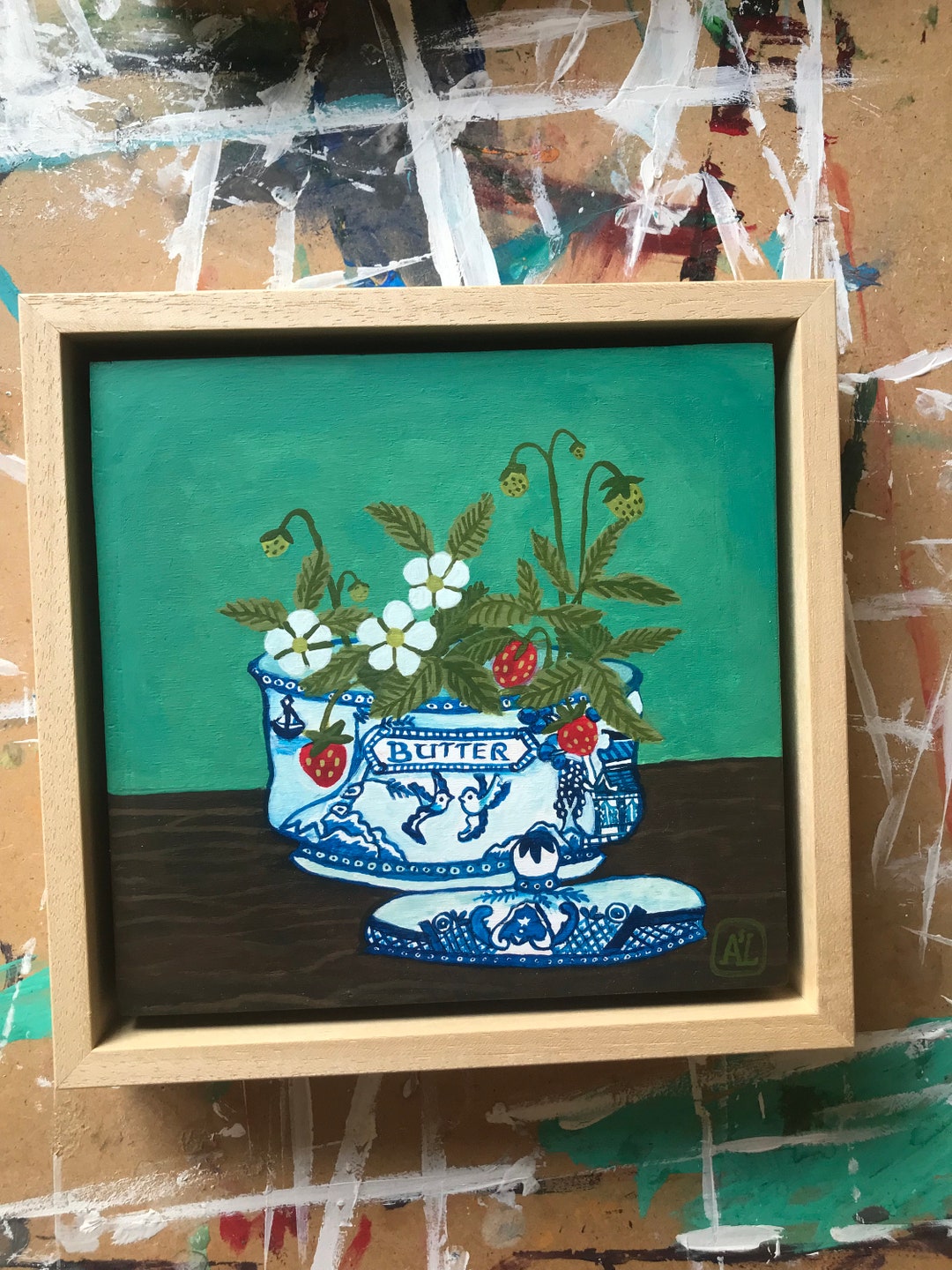 Old Willow China Butter Dish Painting. Blue White Ceramics Etsy