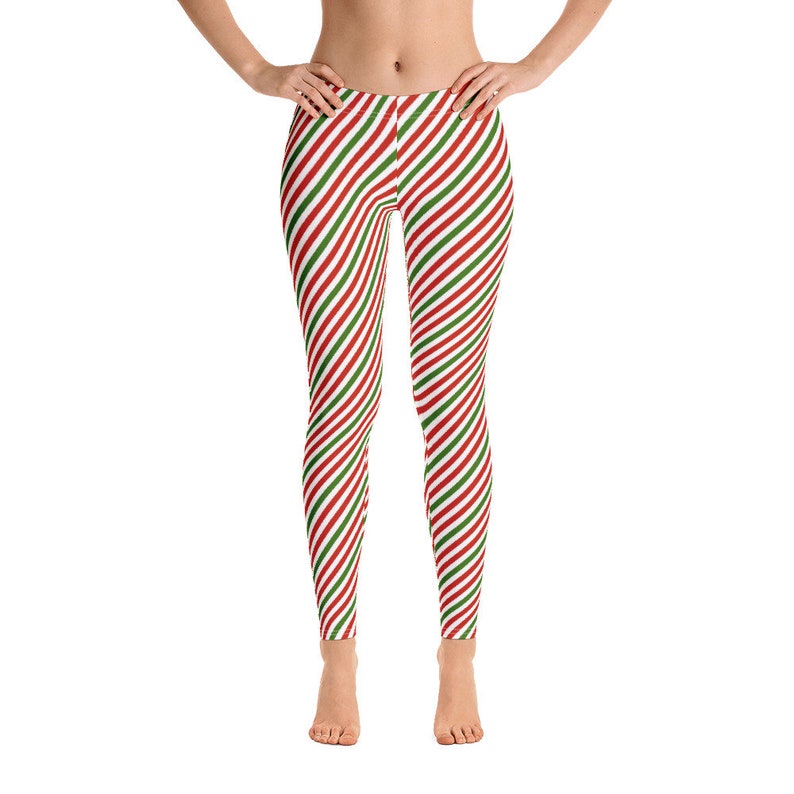 Candy Cane Stripe Leggings Christmas XSXL Wild Within Etsy