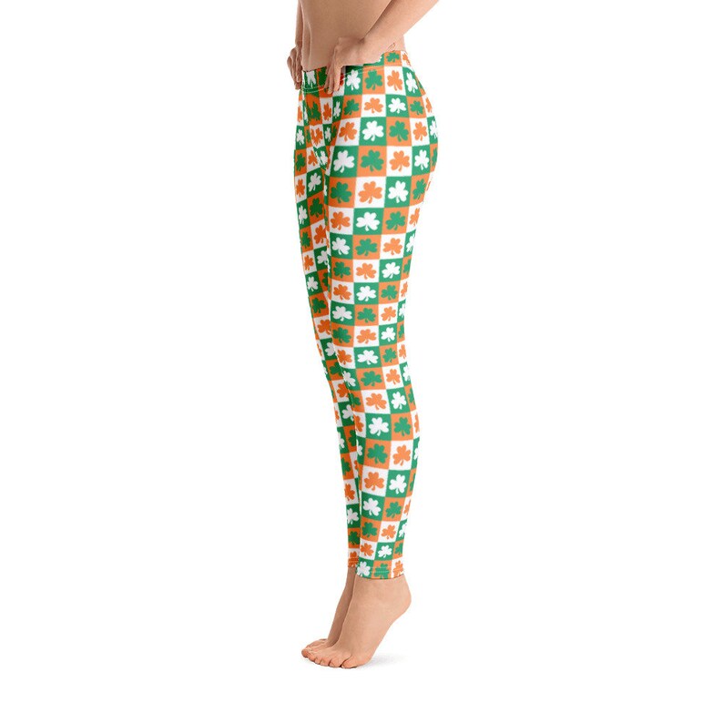 Irish Shamrock Checkered Yoga Leggings St Patrick/'s Day