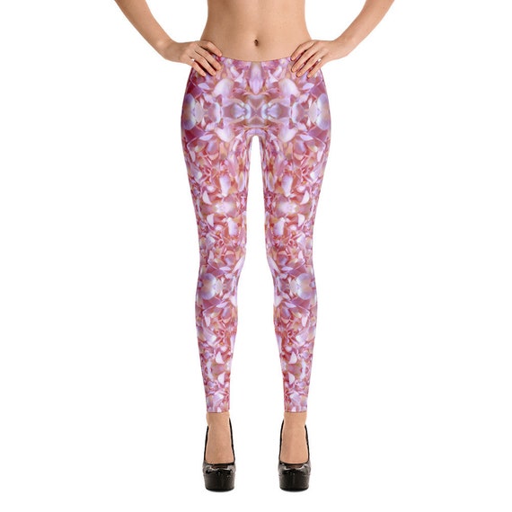 Dusty Rose Petal Pink Floral Leggings XS-XL Wild Within 