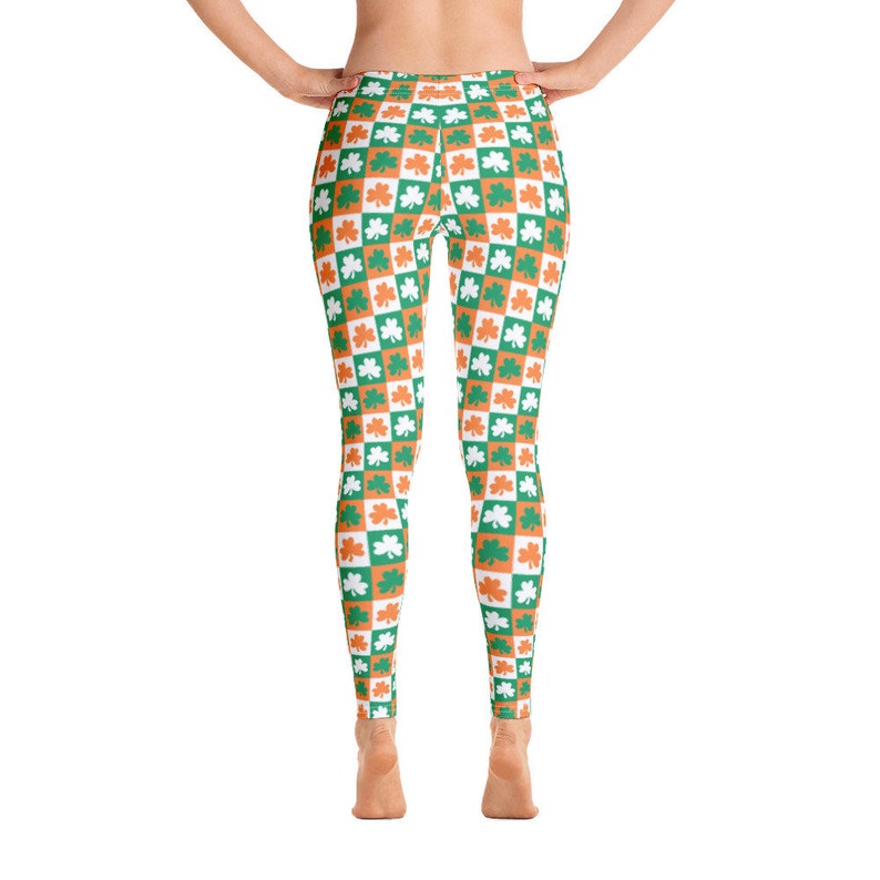 Irish Shamrock Checkered Yoga Leggings St Patrick/'s Day