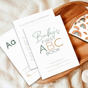 Babys erstes ABC Buch Babyparty Aktivitätsspiel Geschenk Alphabet Andenken Baby's Party Mama zum Ausmalen leeres Alphabetbuch A-Z-Tischposter