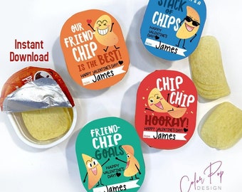 Papas fritas para niños San Valentín para Pringles Papas fritas Día de San Valentín Intercambio escolar Imprimible Aula Descarga digital instantánea Merienda para niño y niña