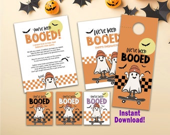 Etiquetas para bolsas de abucheos para imprimir, descarga instantánea, kit de abucheos de Halloween, Creep it real, etiquetas de regalo de Halloween, te han abucheado, poema fantasma espeluznante