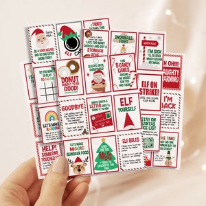 Elf Note Card Afdrukbare 45 Elf Notes Kit Elf Notitiekaarten Elf Activiteiten voor kinderen Elf Props Brieven Notitie van de kerstman kaarten direct downloaden