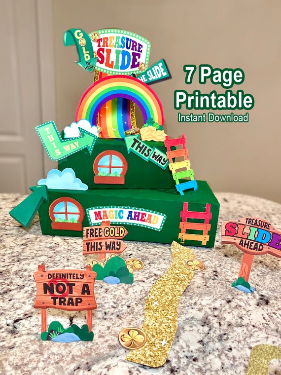 Printable Leprechaun Trap kit St Patricks Day activity for kids DIY STEM catch a leprechaun props graphics digital download craft bundle pdf