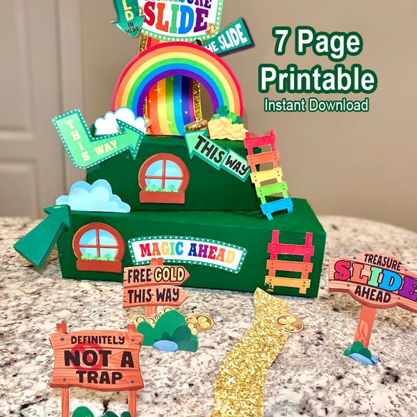 Printable Leprechaun Trap kit St Patricks Day activity for kids DIY STEM catch a leprechaun props graphics digital download craft bundle pdf