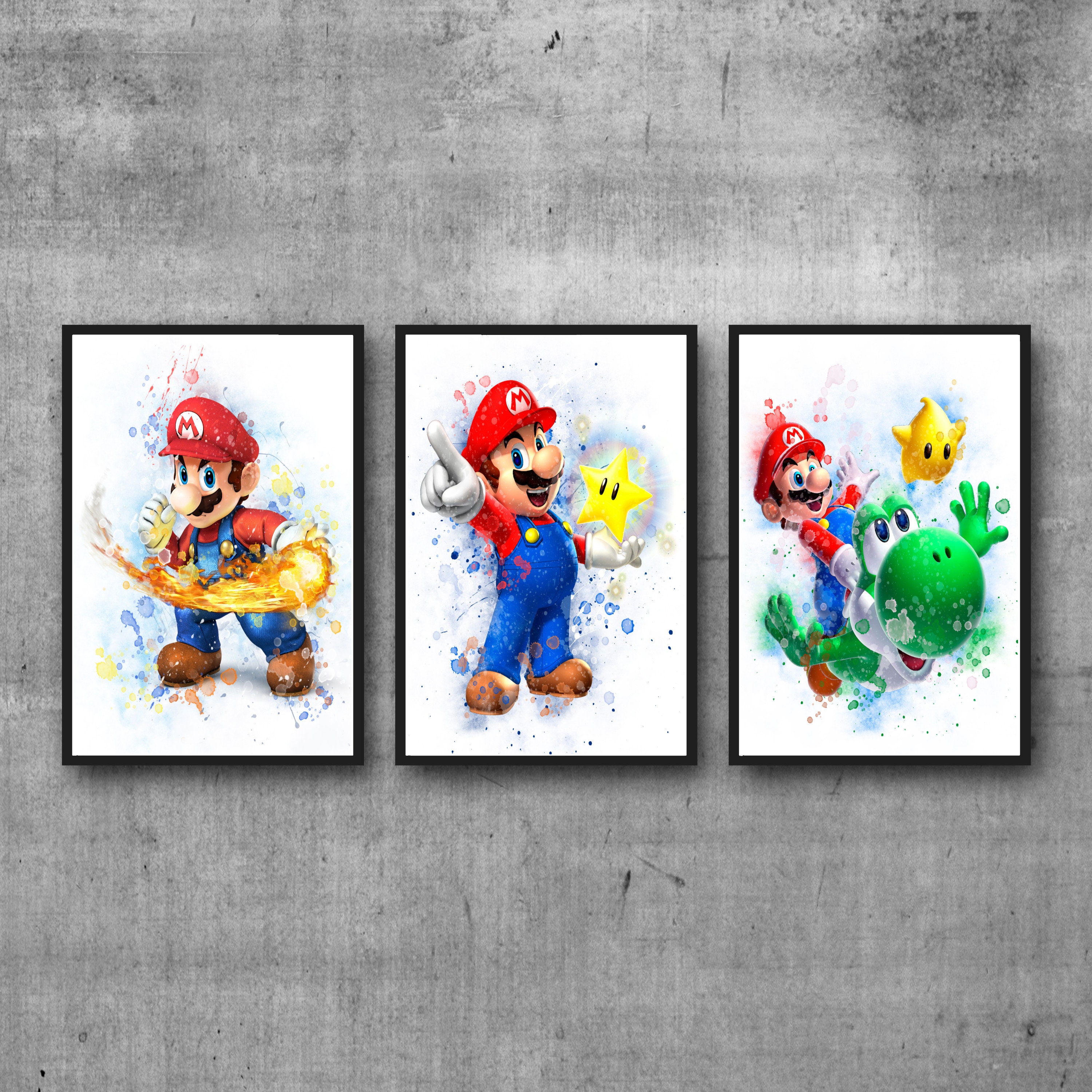 Gaming wall art prints super Mario games room Nintendo Etsy