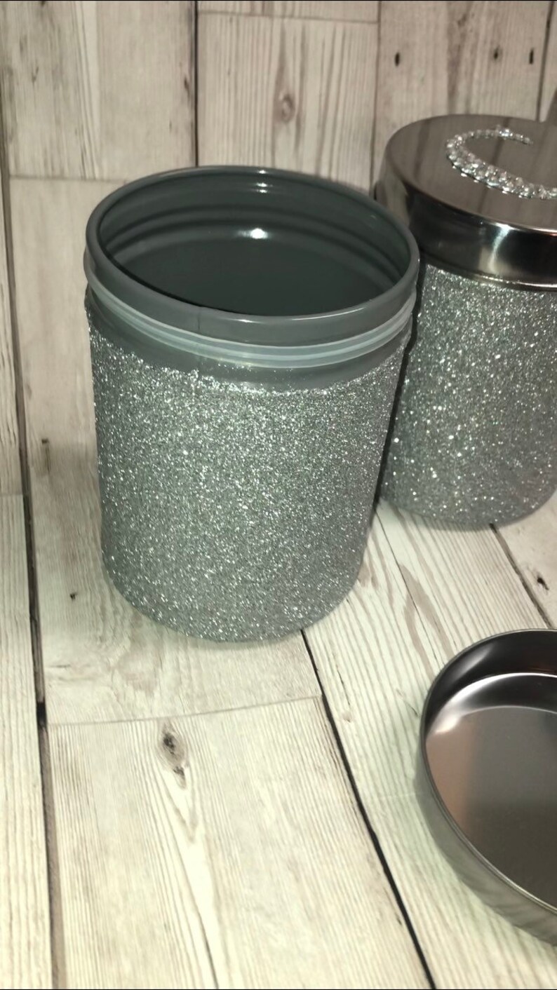 Silver tea coffee sugar canisters silver glitter silver Etsy