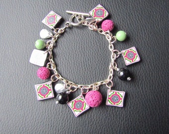 Polymer clay fantasy charm bracelet