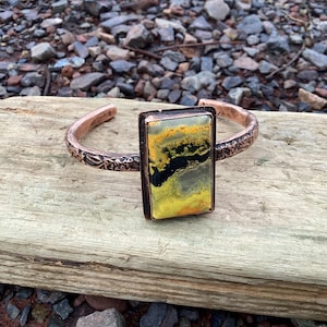 Copper and Jasper Cuff Bracelet, Cuff Bracelet, Jasper Jewelry, Rustic Jewelry, Artisan Jewelry, Unique Jewelry, Healing Jewelry