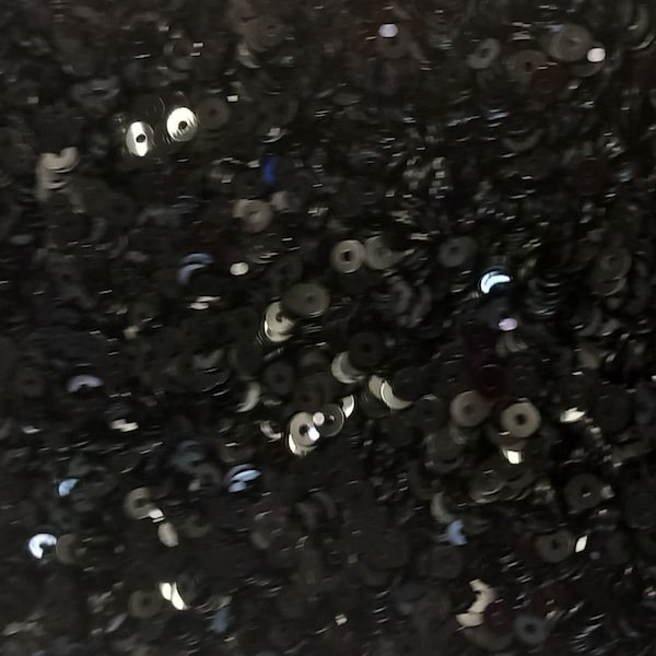 Tiny 3mm Glossy Black Sequins. Shiny Flat Round Sequins x 5g, 100s of glossy sequins. Embroidery, Embellishments