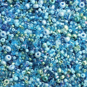 Turquoise Mixed Glass Seed Beads x 25g bag.  Mixed Size Beads Sewing, Embroidery, Embellishments. Crafts. Creative Crafts. Creative Textiles