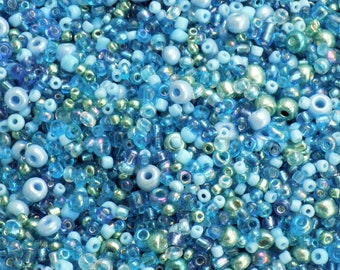 Turquoise Mixed Glass Seed Beads x 25g bag.  Mixed Size Beads Sewing, Embroidery, Embellishments. Crafts. Creative Crafts. Creative Textiles