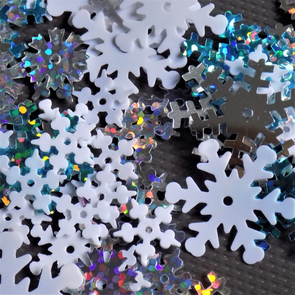 BUY 1 GET 1 FREE Mixed Snowflake Sequins x 20g. Festive, Holiday Sequins. Mixed Snowflakes. Christmas Crafts.  Mixed Colours and Sizes.