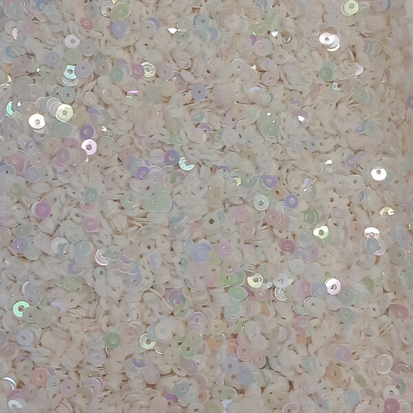 Tiny 3mm Mother of Pearl Effect  Sequins. MOP Iridescent Flat Sequins x 5g, 100s of mother of pearl sequins. Bridal or  Wedding Embroidery.