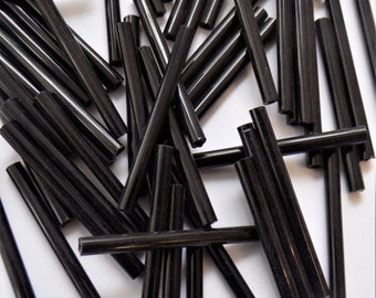 100 x 30mm Black Bugle Beads. Extra Long 30mm Bugle Beads. Costumes, Beadwork, Embroidery, Dressmaking, Jewellery Making.