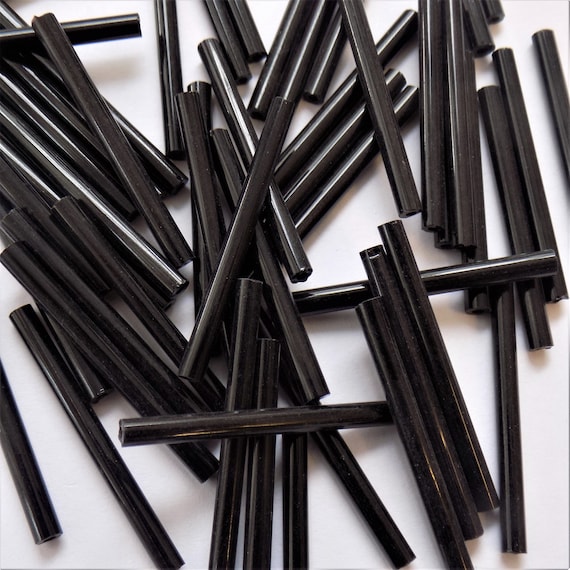 100 X 30mm Black Bugle Extra Long 30mm Bugle Beads