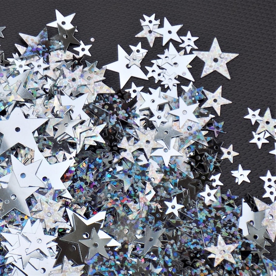 Large 20mm Metallic Silver Snowflake Sequins x 100