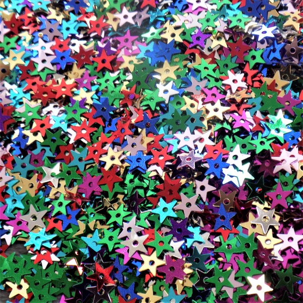 5mm Star Sequins Mixed Metallic Colours.  20g Pack (over 2000 stars) Sew On Sequins. Confetti Sprinkles. Christmas Crafts. Festive Sewing