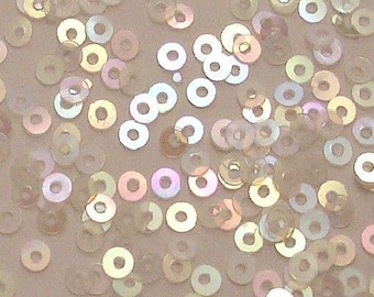 Tiny 3mm Clear Iridescent Sequins. 100s 3mm Sew on AB Clear Sequins 5g pack. Embellishments for bridal, wedding, garments, accessories etc.