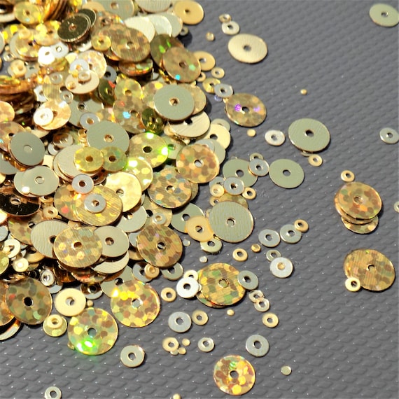 Sequin - Round - Flat - 6mm - Gold - Price Per Gram - Bead, Trimming - Foto 5