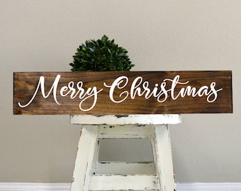 Merry Christmas Wood Sign, Wall Hanging, Shelf Sitter