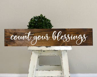 Count Your Blessings Rustic Wood Wall Sign 12x18